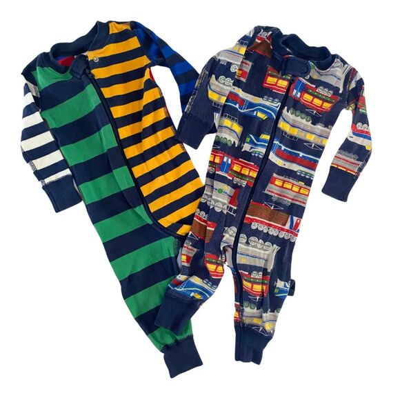 Hanna Andersson Other - Hanna Andersson | Lot of 2 Sleepers Organic Cotton 12-18 mos Long Sleeve Trains